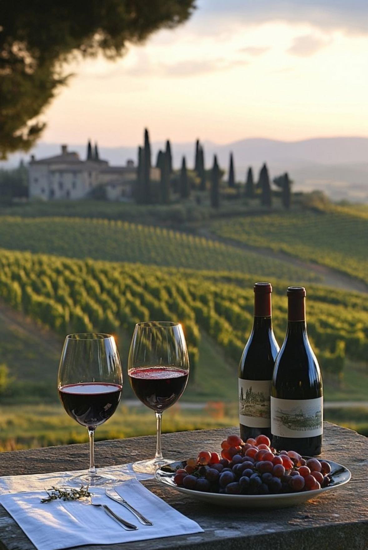 Landschap van Chianti met wijngaarden en Toscaanse heuvels